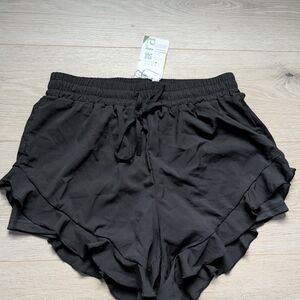 Halara Black Ruffle Hem Athletic Shorts